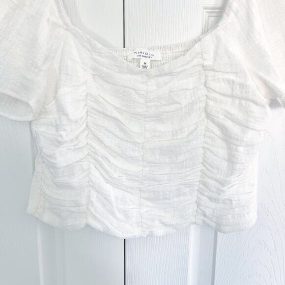 Kirious White Cropped Ruched Top - Picture 3 of 6